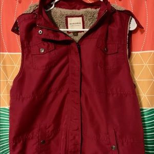 Red Sherpa lined vest